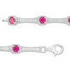 Thumbnail Image 3 of 4.0mm Lab-Created Ruby and White Sapphire Bamboo Link Bracelet in Sterling Silver - 7.5&quot;