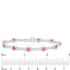 Thumbnail Image 3 of 4.0mm Lab-Created Ruby and White Sapphire Bamboo Link Bracelet in Sterling Silver - 7.5"