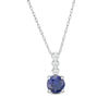 Thumbnail Image 0 of 6.0mm Lab-Created Blue and White Sapphire Trio Linear Drop Pendant in Sterling Silver
