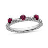 Thumbnail Image 0 of Stackable Expressions™ Created Ruby Three Stone Textured Ring in Sterling Silver