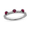 Thumbnail Image 1 of Stackable Expressions™ Created Ruby Three Stone Textured Ring in Sterling Silver