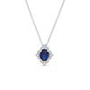 Thumbnail Image 1 of Oval Lab-Created Blue and White Sapphire Scallop Frame Vintage-Style Pendant in Sterling Silver