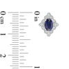 Thumbnail Image 2 of Oval Lab-Created Blue and White Sapphire Scallop Frame Vintage-Style Stud Earrings in Sterling Silver