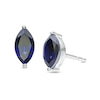 Thumbnail Image 0 of Marquise Lab-Created Blue Sapphire Solitaire Stud Earrings in Sterling Silver