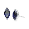 Thumbnail Image 1 of Marquise Lab-Created Blue Sapphire Solitaire Stud Earrings in Sterling Silver