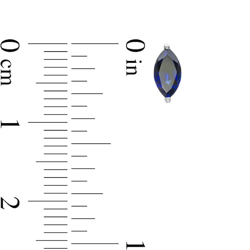 Main Image 3 of Marquise Lab-Created Blue Sapphire Solitaire Stud Earrings in Sterling Silver