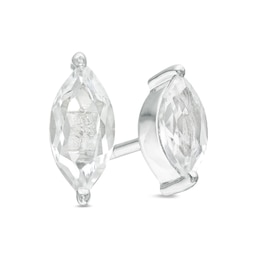Marquise Lab-Created White Sapphire Solitaire Stud Earrings in Sterling Silver