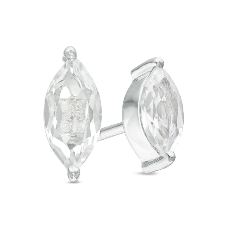 Marquise Lab-Created White Sapphire Solitaire Stud Earrings in Sterling Silver