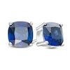 Thumbnail Image 0 of 5.0mm Cushion-Cut Lab-Created Blue Sapphire Solitaire Stud Earrings in Sterling Silver