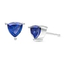 Thumbnail Image 0 of 5.0mm Trillion-Cut Lab-Created Blue Sapphire Solitaire Stud Earrings in Sterling Silver