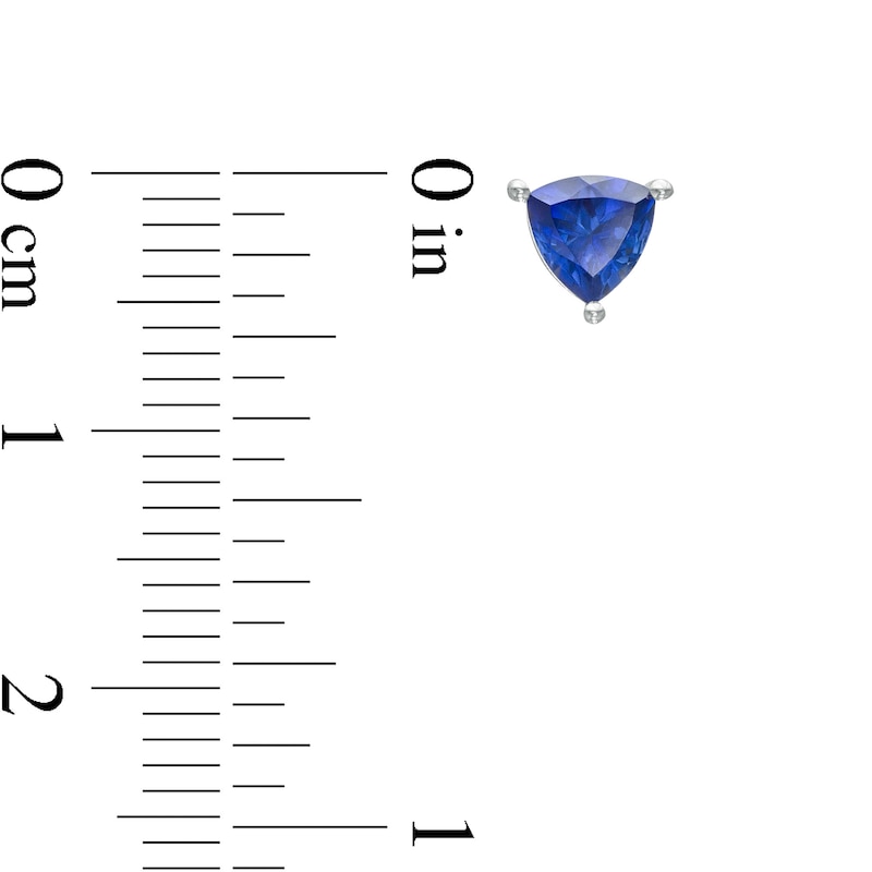 5.0mm Trillion-Cut Lab-Created Blue Sapphire Solitaire Stud Earrings in Sterling Silver