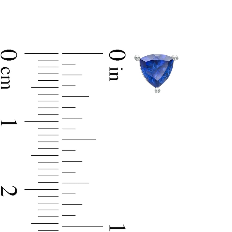 5.0mm Trillion-Cut Lab-Created Sapphire Solitaire Stud Earrings in Sterling Silver