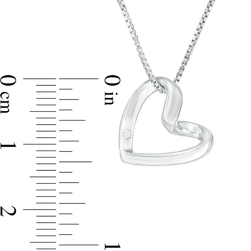 Diamond Accent Tilted Heart Outline Necklace and Stud Earrings Set in Sterling Silver