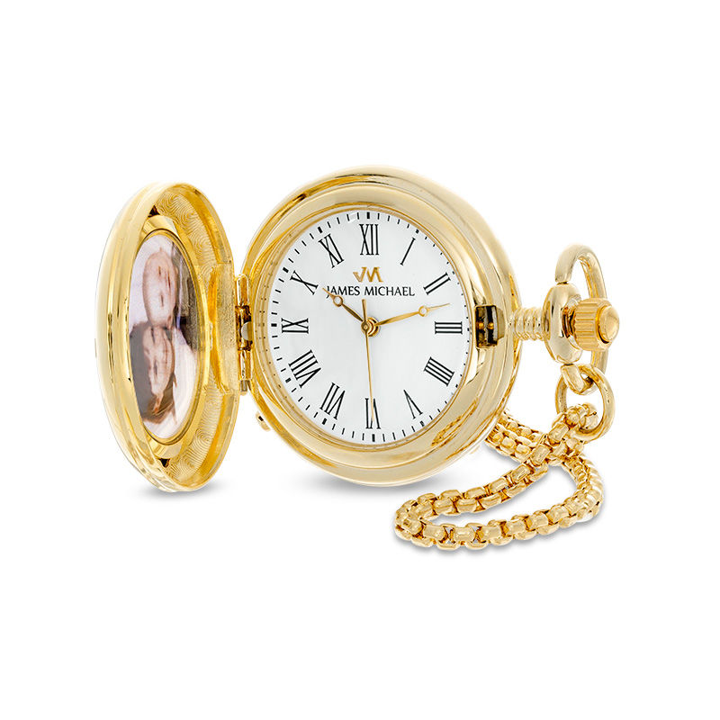 Ladies' James Michael Gold-Tone Pocket Watch Pendant with White Dial (Model: WPA181008C)