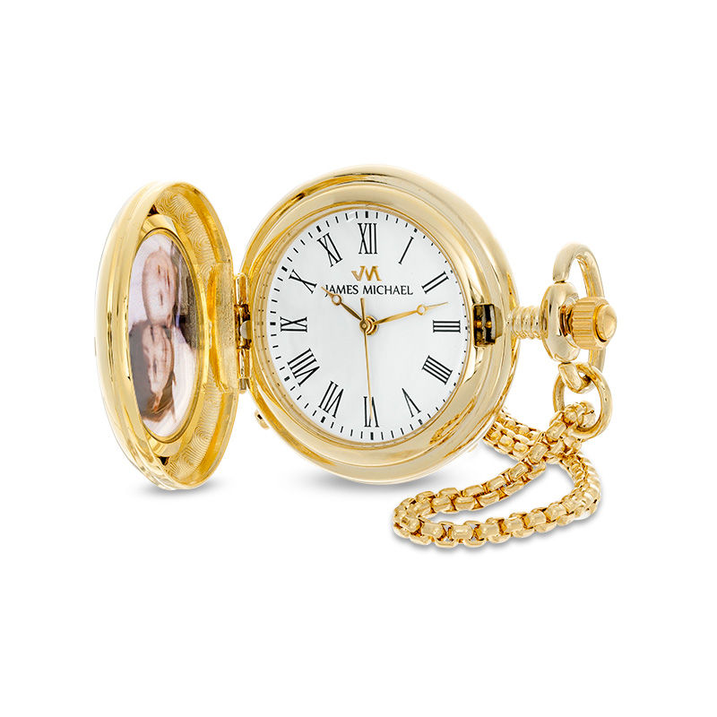 Ladies' James Michael Gold-Tone Pocket Watch Pendant with White Dial (Model: WPA181008C)|Peoples Jewellers