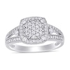 Thumbnail Image 0 of 0.35 CT. T.W. Composite Diamond Cushion Frame Split Shank Vintage-Style Engagement Ring in 10K White Gold
