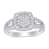 Thumbnail Image 1 of 0.35 CT. T.W. Composite Diamond Cushion Frame Split Shank Vintage-Style Engagement Ring in 10K White Gold