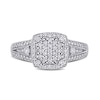 Thumbnail Image 4 of 0.35 CT. T.W. Composite Diamond Cushion Frame Split Shank Vintage-Style Engagement Ring in 10K White Gold