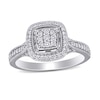 Thumbnail Image 0 of 0.33 CT. T.W. Composite Diamond Cushion Frame Vintage-Style Engagement Ring in 10K White Gold