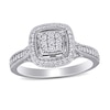 Thumbnail Image 1 of 0.33 CT. T.W. Composite Diamond Cushion Frame Vintage-Style Engagement Ring in 10K White Gold