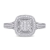 Thumbnail Image 3 of 0.33 CT. T.W. Composite Diamond Cushion Frame Vintage-Style Engagement Ring in 10K White Gold