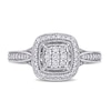 Thumbnail Image 4 of 0.33 CT. T.W. Composite Diamond Cushion Frame Vintage-Style Engagement Ring in 10K White Gold