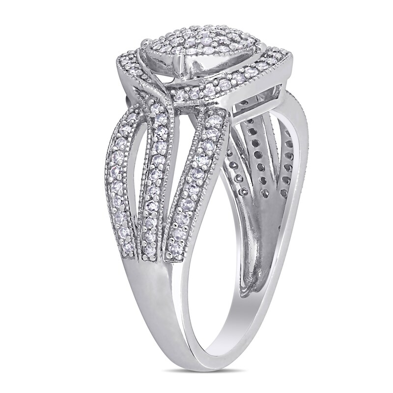 Main Image 3 of 0.48 CT. T.W. Composite Diamond Bypass Multi-Row Vintage-Style Engagement Ring in 10K White Gold