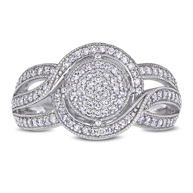 Main Image 4 of 0.48 CT. T.W. Composite Diamond Bypass Multi-Row Vintage-Style Engagement Ring in 10K White Gold