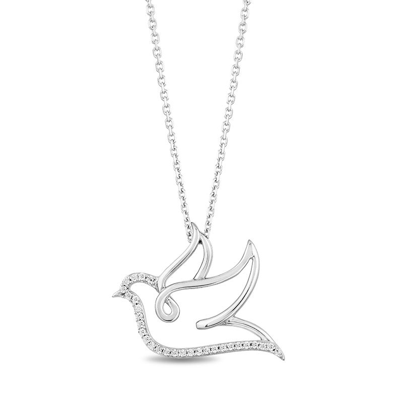 Hallmark Diamonds Inspiration 0.065 CT. T.W. Diamond Dove Pendant in Sterling Silver