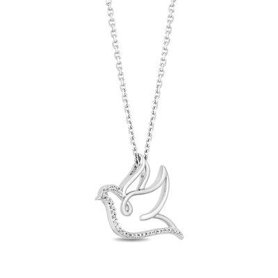 Hallmark Diamonds Inspiration 0.065 CT. T.W. Diamond Dove Pendant in Sterling Silver