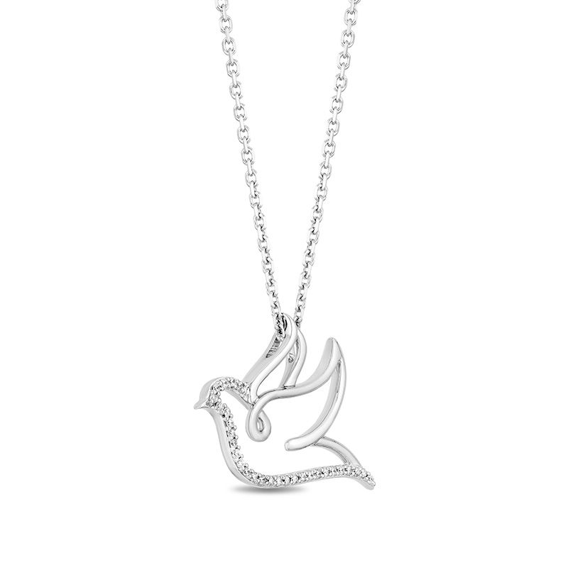 Hallmark Diamonds Inspiration 0.065 CT. T.W. Diamond Dove Pendant in Sterling Silver