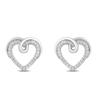Hallmark Diamonds Love 0.13 CT. T.W. Diamond Heart Stud Earrings in Sterling Silver