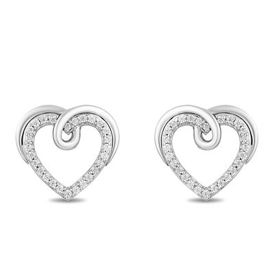 Hallmark Diamonds Love 0.13 CT. T.W. Diamond Heart Stud Earrings in Sterling Silver