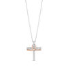 Thumbnail Image 0 of Hallmark Diamonds Faith 0.10 CT. T.W. Diamond Cross Pendant in Sterling Silver and 10K Rose Gold