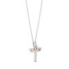 Thumbnail Image 1 of Hallmark Diamonds Faith 0.10 CT. T.W. Diamond Cross Pendant in Sterling Silver and 10K Rose Gold