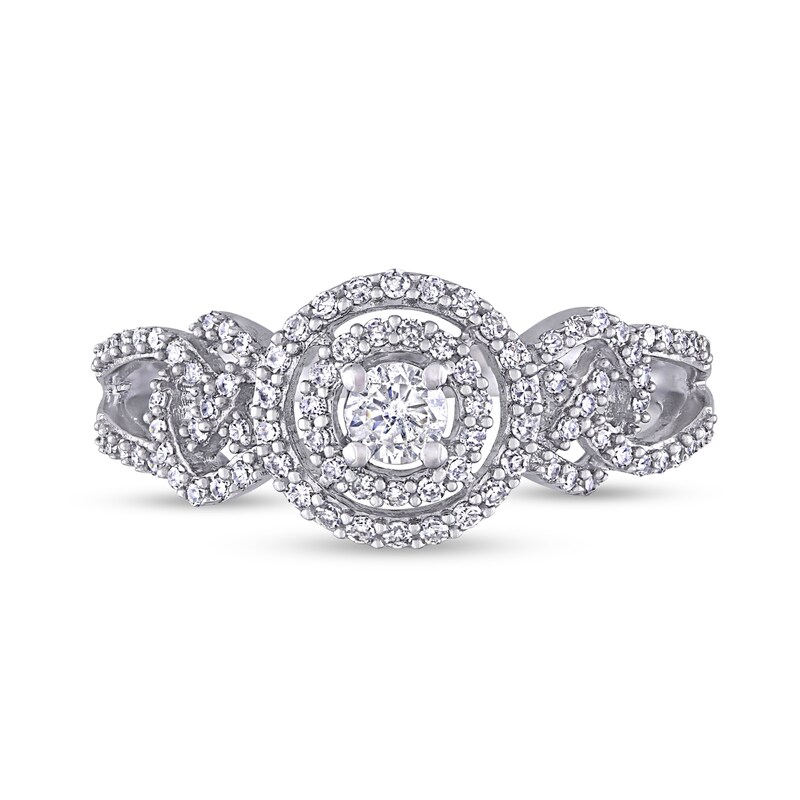 0.50 CT. T.W. Diamond Double Frame Knot-Sides Engagement Ring in 10K White Gold