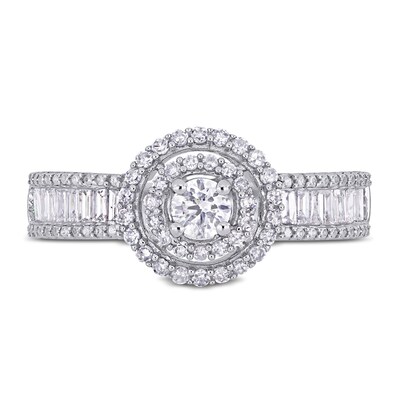0.70 CT. T.W. Baguette and Round Diamond Double Frame Engagement Ring in 14K White Gold