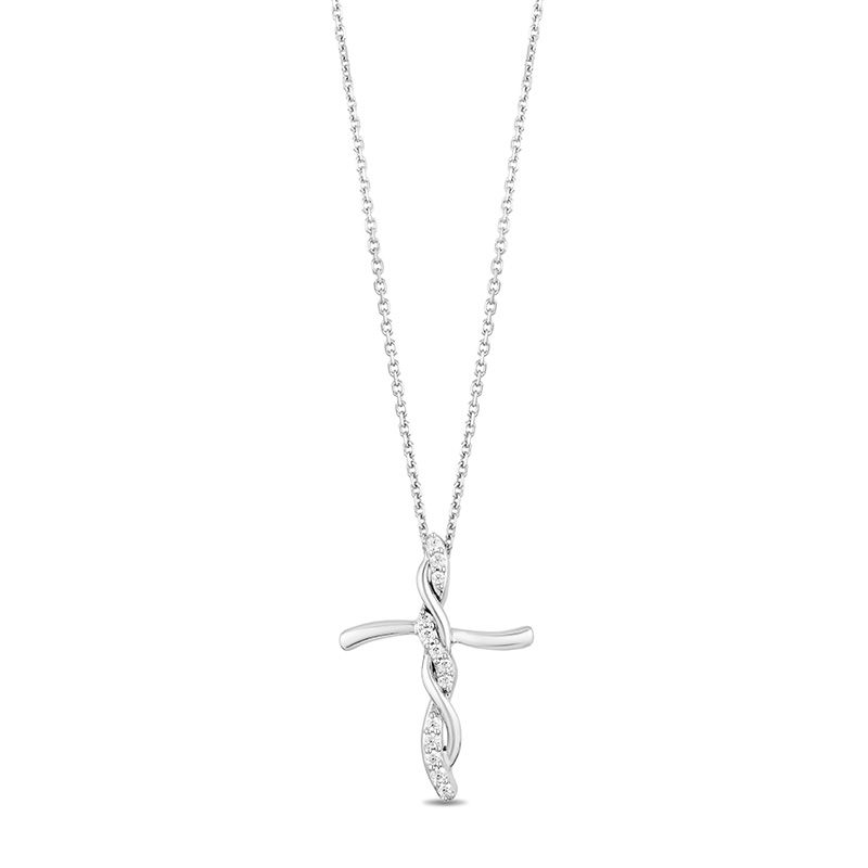 Hallmark Diamonds Faith 0.10 CT. T.W. Diamond Cross Pendant in Sterling Silver
