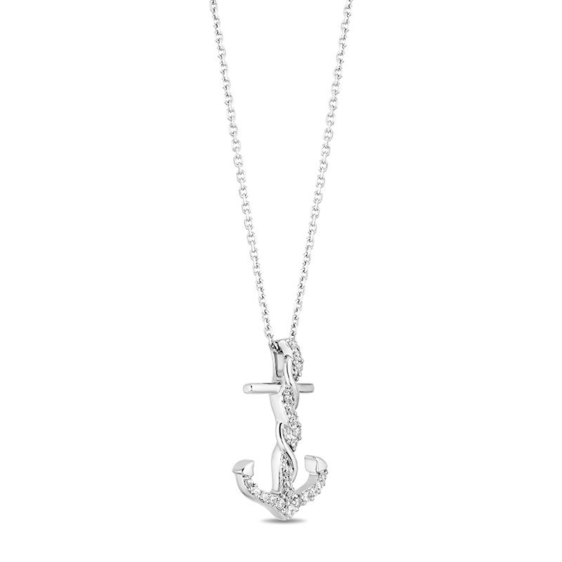 Hallmark Diamonds Inspiration 0.14 CT. T.W. Diamond Anchor Pendant in Sterling Silver