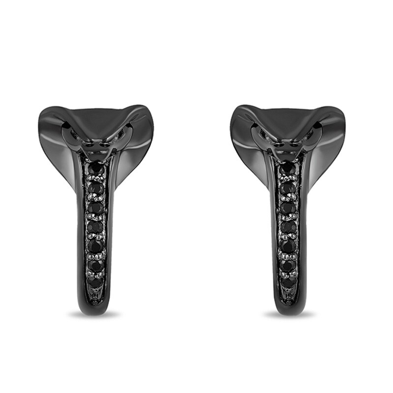 Enchanted Disney Villains Jafar 0.10 CT. T.W. Enhanced Black Diamond Snake Hoop Earrings in Sterling Silver
