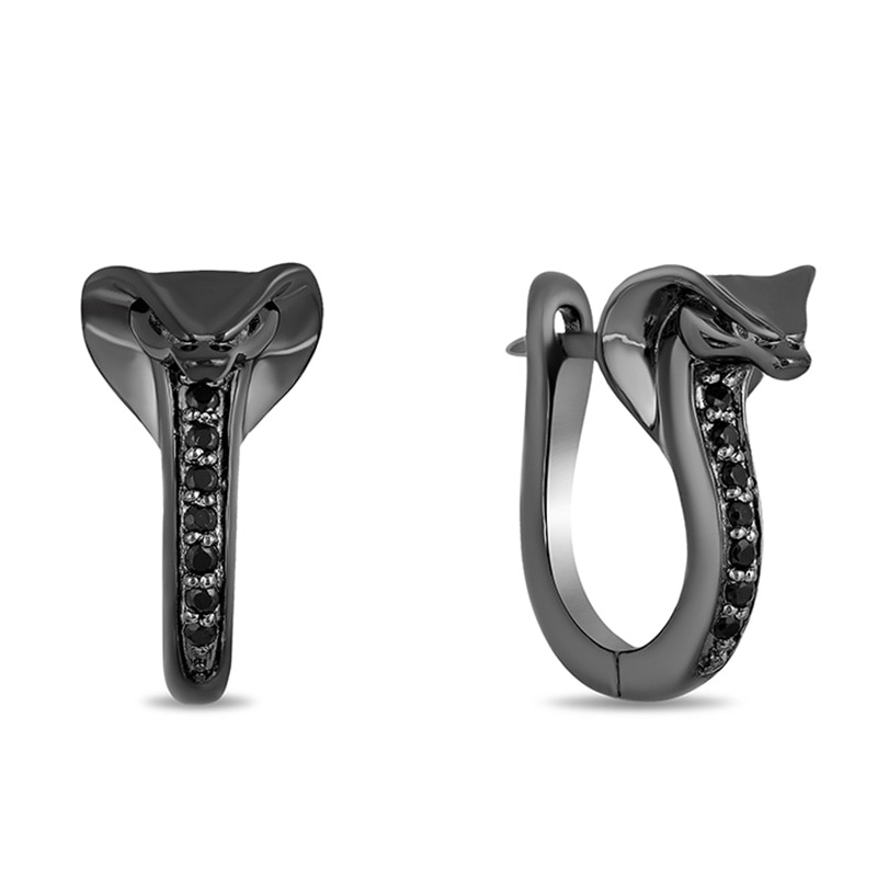 Enchanted Disney Villains Jafar 0.10 CT. T.W. Enhanced Black Diamond Snake Hoop Earrings in Sterling Silver