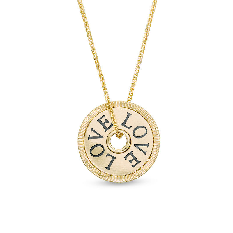 Vera Wang Love Collection 15.0mm "LOVE" Token Pendant in 10K Gold - 19"
