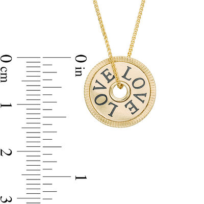 Vera Wang Love Collection 15.0mm "LOVE" Token Pendant in 10K Gold - 19"