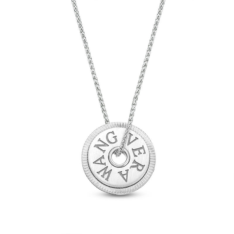 Vera Wang Love Collection 0.11 CT. T.W. Diamond 15.0mm "LOVE" Token Pendant in Sterling Silver - 19"