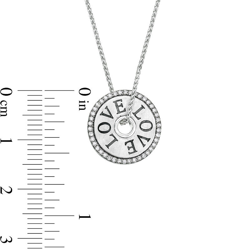Vera Wang Love Collection 0.11 CT. T.W. Diamond 15.0mm "LOVE" Token Pendant in Sterling Silver - 19"