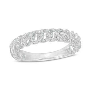0.15 CT. T.W. Diamond Curb Link Ring in Sterling Silver