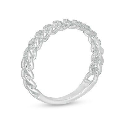 0.15 CT. T.W. Diamond Curb Link Ring in Sterling Silver