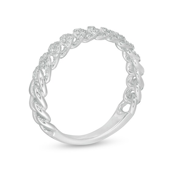 0.15 CT. T.W. Diamond Curb Link Ring in Sterling Silver