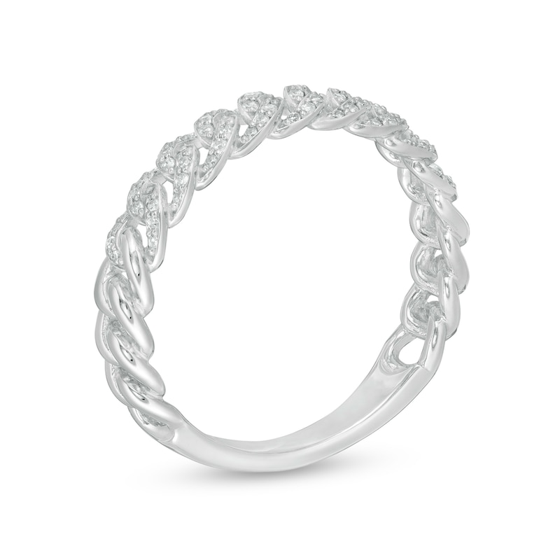 Main Image 3 of 0.15 CT. T.W. Diamond Curb Link Ring in Sterling Silver
