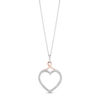 Thumbnail Image 0 of Hallmark Diamonds Love 0.20 CT. T.W. Diamond Heart with Ribbon Pendant in Sterling Silver and 10K Rose Gold